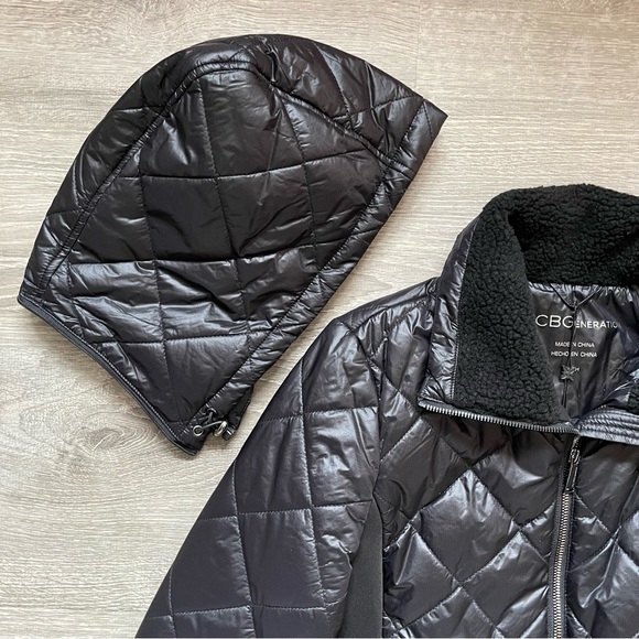 *NWT BCBGeneration Semi-Puffer Semi-Fitted Hooded Diamond Puffer Coat - Picture 10 of 11